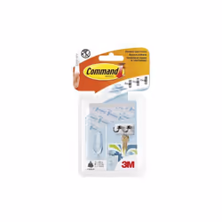 COMMAND 17200CLR PAQUET DE 16 LANGUETTES ADHÉSIVES DOUBLE FACE EN 3 TAILLES TRANSPARENT