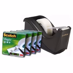Scotch C60-BK4 tape dispenser & 4xMagic tape rolls, 33 m, 19 mm