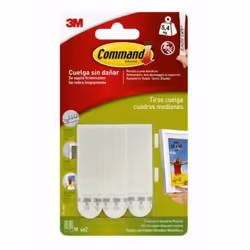 Command 17201-4PK, étiquette de fixation, Blanc, Intérieure, mousse, 5,4 kg, 19 mm