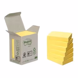 Post-It 653-1B, Rectangle, Jaune, Papier, 51 mm, 38 mm, 100 feuilles