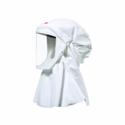 Cagoule légère blanche constituée de polyuréthane enduit tissé polyamide. visière en polycarbonate traité.Protection de la tê ...