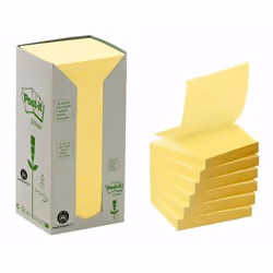 Post-It 7000033934, Carré, Jaune, Papier, 100%, BLUE ANGEL, 76 mm