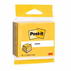Post-It 2014-UC, Carré, Bleu, Vert, Orange, Rose, Jaune, Papier, 76 mm, 76 mm, 325 feuilles