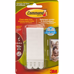 3M Command Languettes Accroches Tableaux Blanches Small, étiquette de fixation, Blanc, Intérieure, 5,4 kg, 99 mm, 18 mm