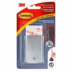Command 17048, Crochet universel, Acier inoxydable, Métal, Bande adhésive, 3,6 kg, Rectangle