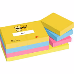 Post-It 653TFEN, Carré, Multicolore, Papier, 38 mm, 51 mm, 100 feuilles