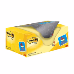 Post-It 653-VP20, Rectangle, Jaune, 51 mm, 38 mm, 100 feuilles, Boîte
