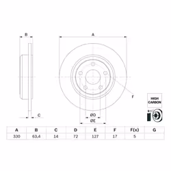 Disque de frein BOSCH 0 986 479 F89 arrière, plein, à haute teneur en carbone, 1 pièce