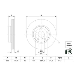 Disque de frein BOSCH 0 986 479 G67 avant, ventilé, à haute teneur en carbone, 1 pièce