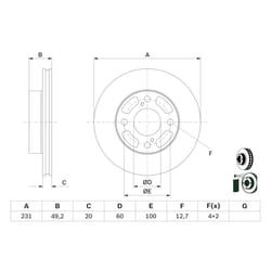 Disque de frein BOSCH 0 986 479 G91 avant, ventilé, 1 pièce