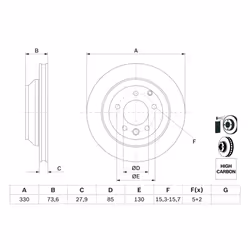 Disque de frein BOSCH 0 986 479 095 arrière, ventilé, à haute teneur en carbone, 1 pièce - Vue supplémentaire 7