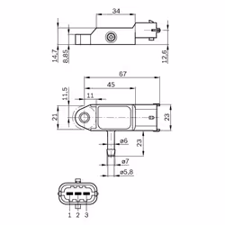 Capteur, pression de suralimentation BOSCH 0 281 002 593 - Vue supplémentaire 9