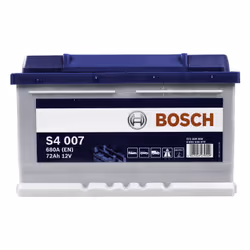 Bosch Batterie S4007 680A 72Ah, 72 Ah, 12 V, 680 A, Voiture, B13, Bleu, Blanc