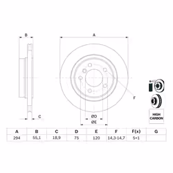 Disque de frein BOSCH 0 986 478 570 arrière, ventilé, à haute teneur en carbone, 1 pièce - Vue supplémentaire 7