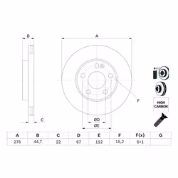 Disque de frein BOSCH 0 986 479 186 avant, ventilé, à haute teneur en carbone, 1 pièce - Vue supplémentaire 7