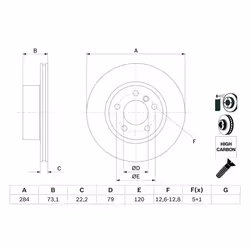 Disque de frein BOSCH 0 986 479 213 avant, ventilé, à haute teneur en carbone, 1 pièce - Vue supplémentaire 7