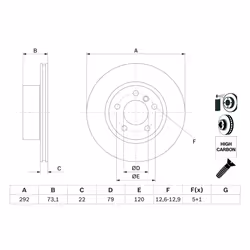 Disque de frein BOSCH 0 986 479 214 avant, ventilé, à haute teneur en carbone, 1 pièce - Vue supplémentaire 7
