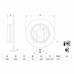 Disque de frein BOSCH 0 986 479 217 arrière, plein, à haute teneur en carbone, 1 pièce - Vue supplémentaire 7
