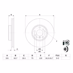 Disque de frein BOSCH 0 986 478 974 avant, ventilé, à haute teneur en carbone, 1 pièce - Vue supplémentaire 7