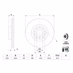 Disque de frein BOSCH 0 986 479 060 avant, ventilé, à haute teneur en carbone, 1 pièce - Vue supplémentaire 7