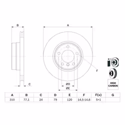 Disque de frein BOSCH 0 986 479 055 avant, ventilé, à haute teneur en carbone, 1 pièce - Vue supplémentaire 7