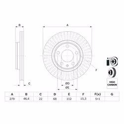 Disque de frein BOSCH 0 986 478 869 avant, ventilé, à haute teneur en carbone, 1 pièce - Vue supplémentaire 7