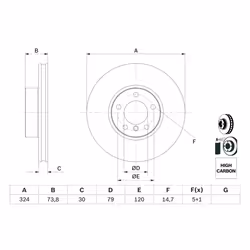 Disque de frein BOSCH 0 986 478 024 avant, ventilé, à haute teneur en carbone, 1 pièce - Vue supplémentaire 7