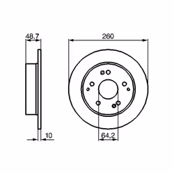 Disque de frein BOSCH 0 986 479 225 arrière, plein, 1 pièce