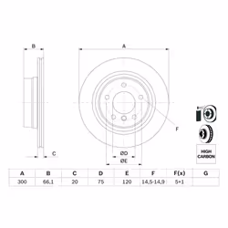 Disque de frein BOSCH 0 986 479 218 arrière, ventilé, à haute teneur en carbone, 1 pièce - Vue supplémentaire 7