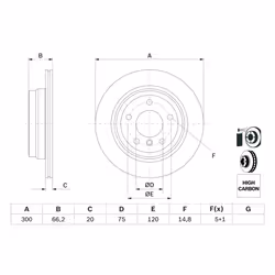 Disque de frein BOSCH 0 986 479 263 arrière, ventilé, à haute teneur en carbone, 1 pièce - Vue supplémentaire 7
