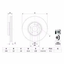 Disque de frein BOSCH 0 986 479 261 avant, ventilé, à haute teneur en carbone, 1 pièce - Vue supplémentaire 7