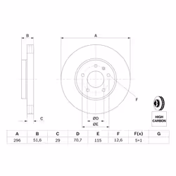 Disque de frein BOSCH 0 986 479 267 avant, ventilé, à haute teneur en carbone, 1 pièce - Vue supplémentaire 7