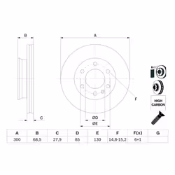 Disque de frein BOSCH 0 986 479 294 avant, ventilé, à haute teneur en carbone, 1 pièce - Vue supplémentaire 7