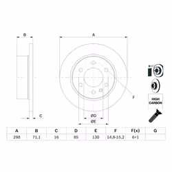 Disque de frein BOSCH 0 986 479 295 arrière, plein, à haute teneur en carbone, 1 pièce - Vue supplémentaire 7