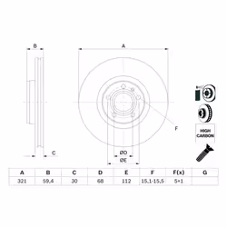 Disque de frein BOSCH 0 986 479 300 avant, ventilé, à haute teneur en carbone, 1 pièce - Vue supplémentaire 7