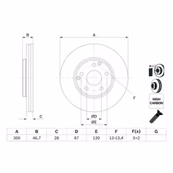 Disque de frein BOSCH 0 986 478 876 avant, ventilé, à haute teneur en carbone, 1 pièce - Vue supplémentaire 7