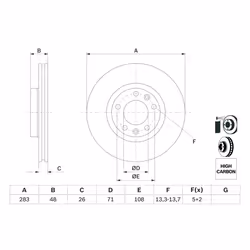 Disque de frein BOSCH 0 986 479 193 avant, ventilé, à haute teneur en carbone, 1 pièce - Vue supplémentaire 7