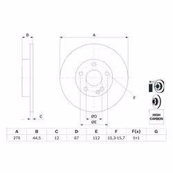 Disque de frein BOSCH 0 986 479 185 avant, plein, à haute teneur en carbone, 1 pièce - Vue supplémentaire 7