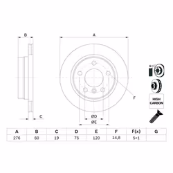 Disque de frein BOSCH 0 986 478 642 arrière, ventilé, à haute teneur en carbone, 1 pièce - Vue supplémentaire 7