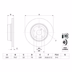 Disque de frein BOSCH 0 986 479 166 arrière, ventilé, à haute teneur en carbone, 1 pièce - Vue supplémentaire 7