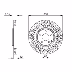 Disque de frein BOSCH 0 986 479 334 avant, ventilé, à haute teneur en carbone, 1 pièce