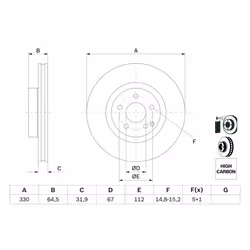 Disque de frein BOSCH 0 986 479 332 avant, ventilé, à haute teneur en carbone, 1 pièce - Vue supplémentaire 5