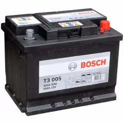 Bosch T3 005, Sealed Lead Acid (VRLA), 55 Ah, 12 V, 420 A, Voiture, Noir