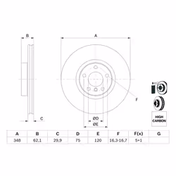 Disque de frein BOSCH 0 986 479 436 avant, ventilé, à haute teneur en carbone, 1 pièce - Vue supplémentaire 7