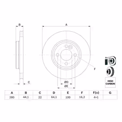 Disque de frein BOSCH 0 986 479 437 avant, ventilé, à haute teneur en carbone, 1 pièce - Vue supplémentaire 7