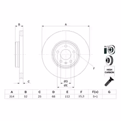 Disque de frein BOSCH 0 986 479 467 avant, ventilé, à haute teneur en carbone, 1 pièce - Vue supplémentaire 7