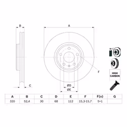 Disque de frein BOSCH 0 986 479 468 avant, ventilé, à haute teneur en carbone, 1 pièce - Vue supplémentaire 7