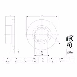 Disque de frein BOSCH 0 986 479 296 arrière, ventilé, à haute teneur en carbone, 1 pièce - Vue supplémentaire 7