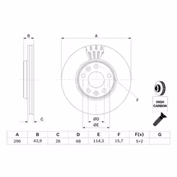 Disque de frein BOSCH 0 986 479 551 avant, ventilé, à haute teneur en carbone, 1 pièce - Vue supplémentaire 7