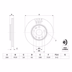 Disque de frein BOSCH 0 986 479 555 avant, ventilé, à haute teneur en carbone, 1 pièce - Vue supplémentaire 7